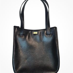 Bally Black Pebbled Leather Tote with Gold Logo